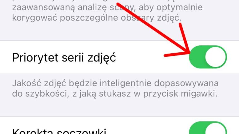 priorytet serii zdjęć Iphone